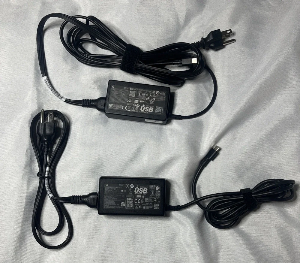 Lot Of 2 Genuine HP USB-C 65W Charger AC Power Adapter L65505-003 L65505-001 OEM